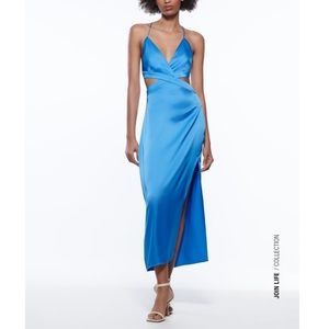 Zara Satin Effect Cut Out Dress
